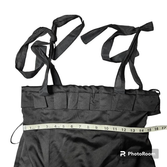 Lulus Black Tie Optional Satin Ruffled Midi Dress - Picture 6 of 12